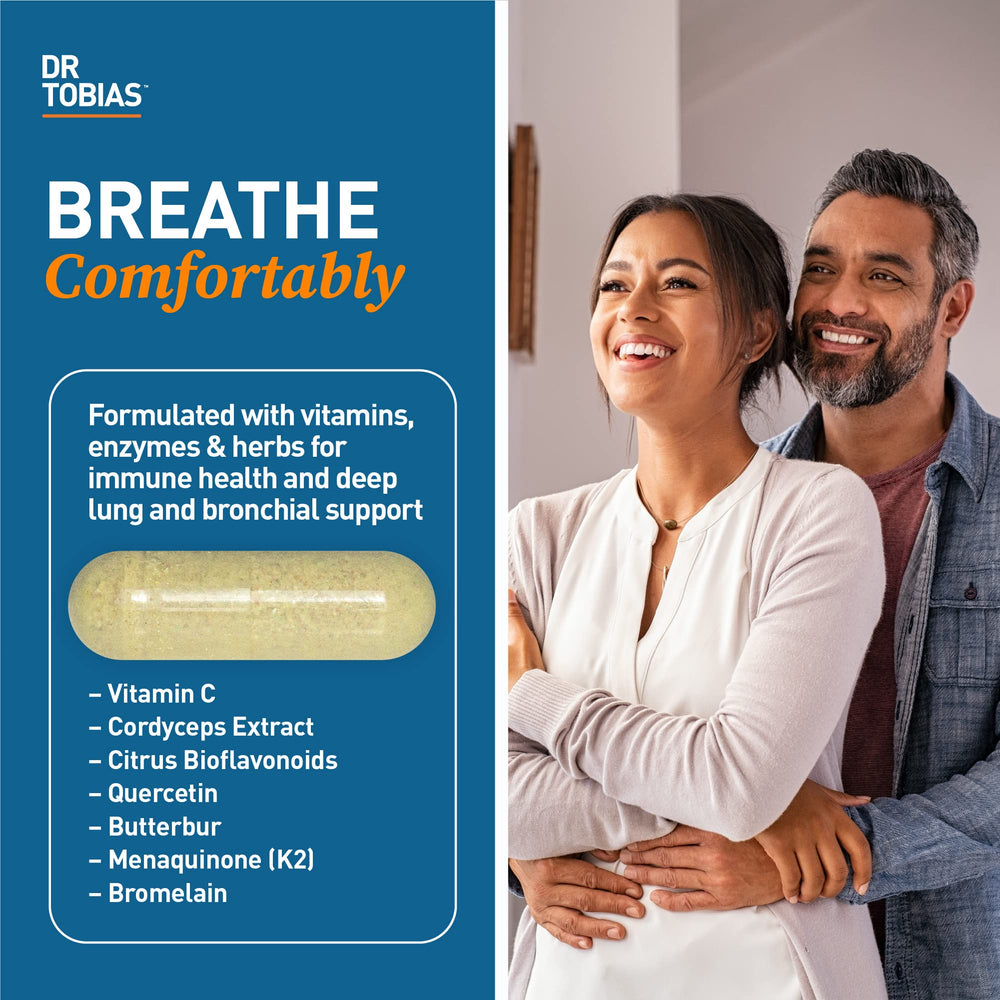 Close-up of Dr. Tobias Lung Health capsules for easy daily dosing
