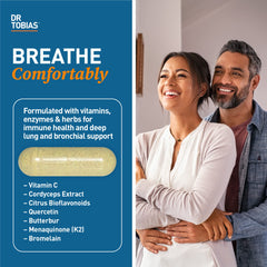 Close-up of Dr. Tobias Lung Health capsules for easy daily dosing