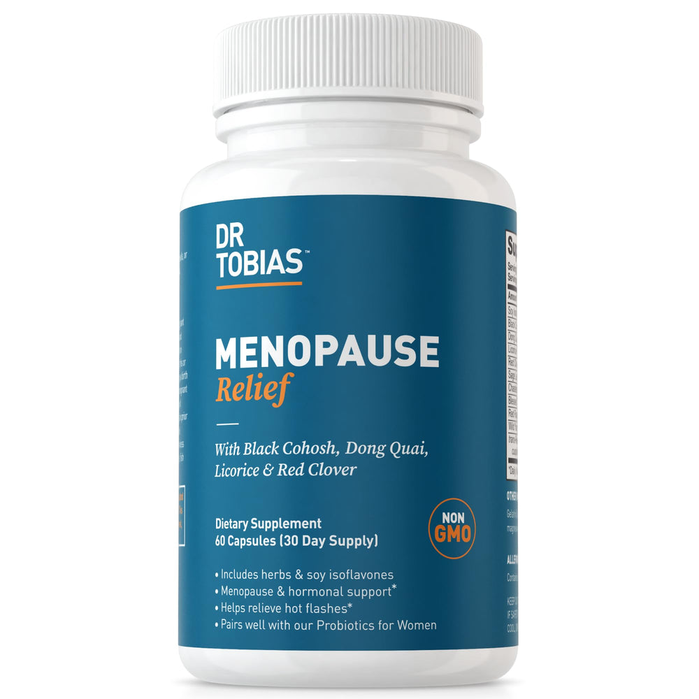 Dr. Tobias Menopause Relief bottle front view for daily menopausal support
