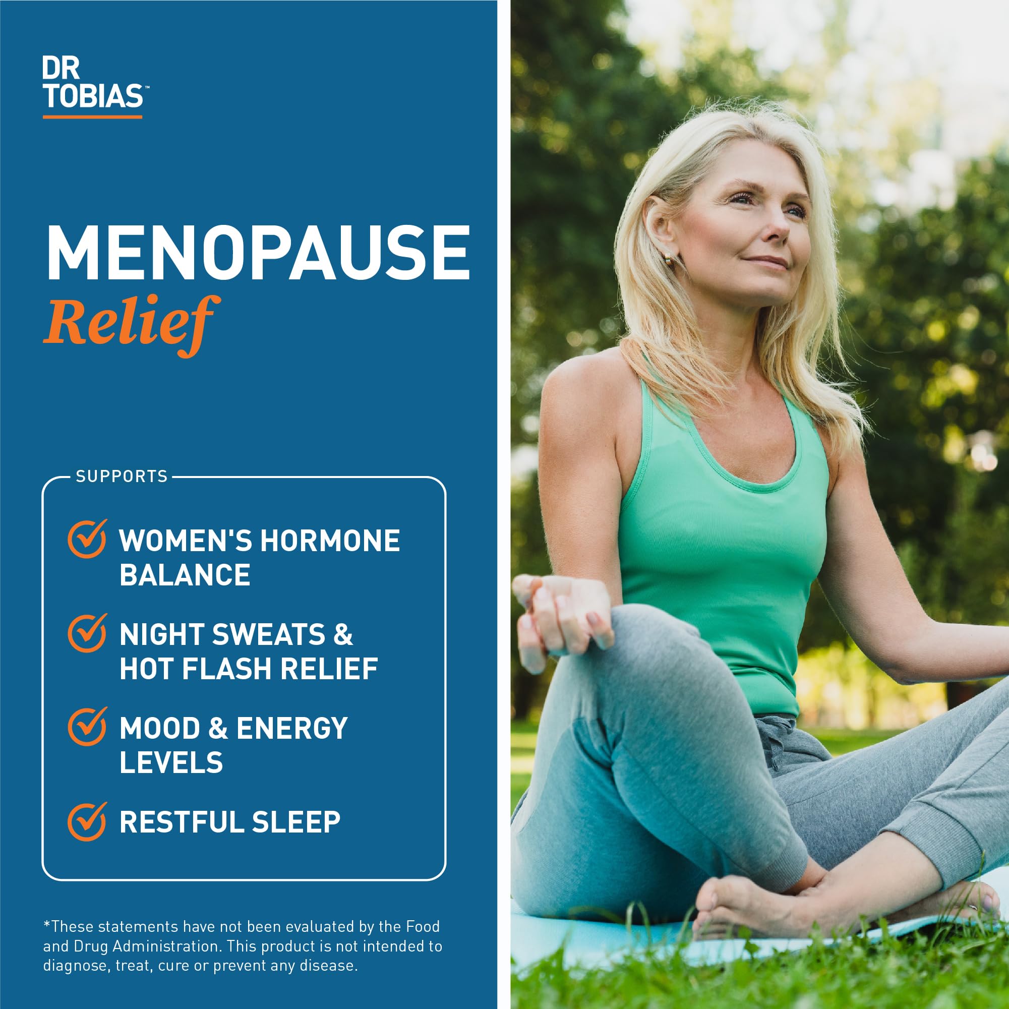 Dr. Tobias Menopause Relief capsules close-up with natural ingredients