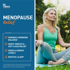 Dr. Tobias Menopause Relief capsules close-up with natural ingredients