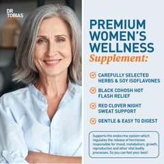 Dr. Tobias Menopause Relief serving suggestion with glass of water