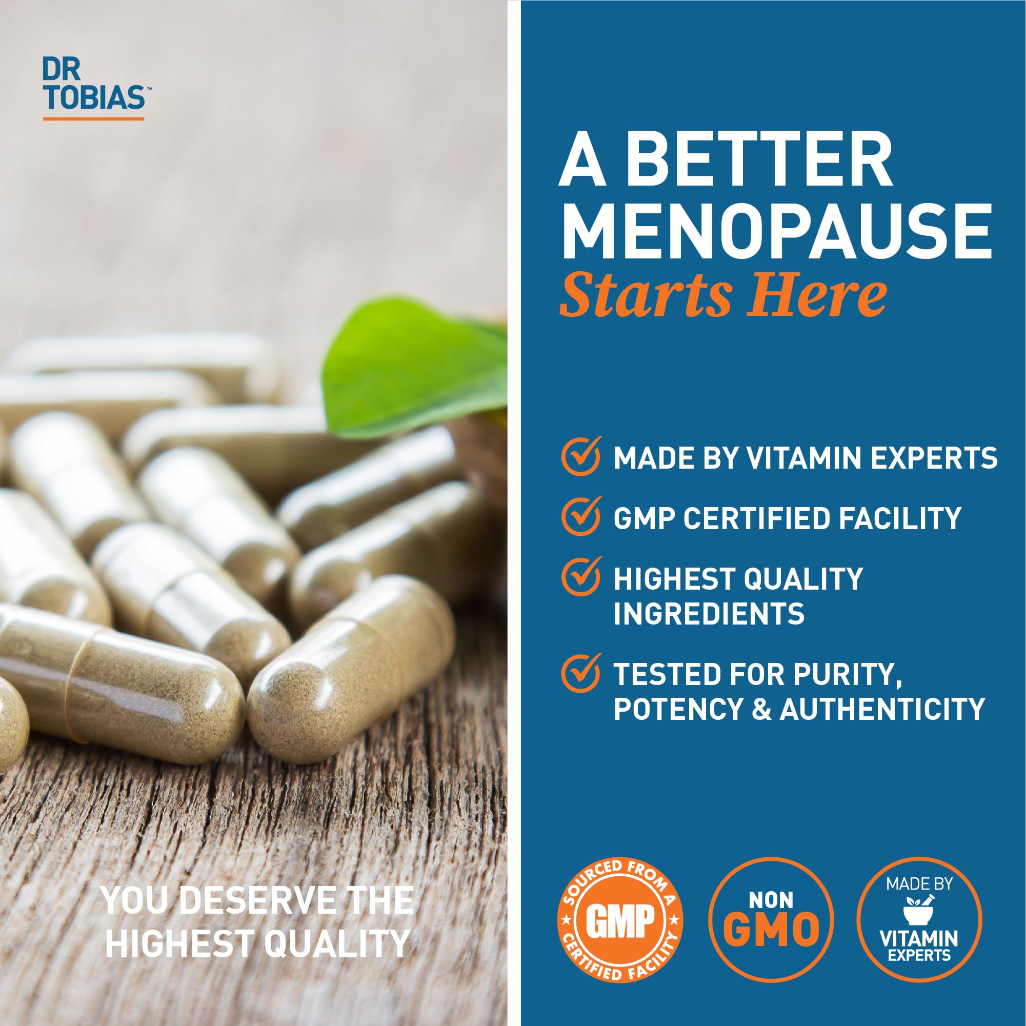 Dr. Tobias Menopause Relief on shelf display highlighting women's wellness