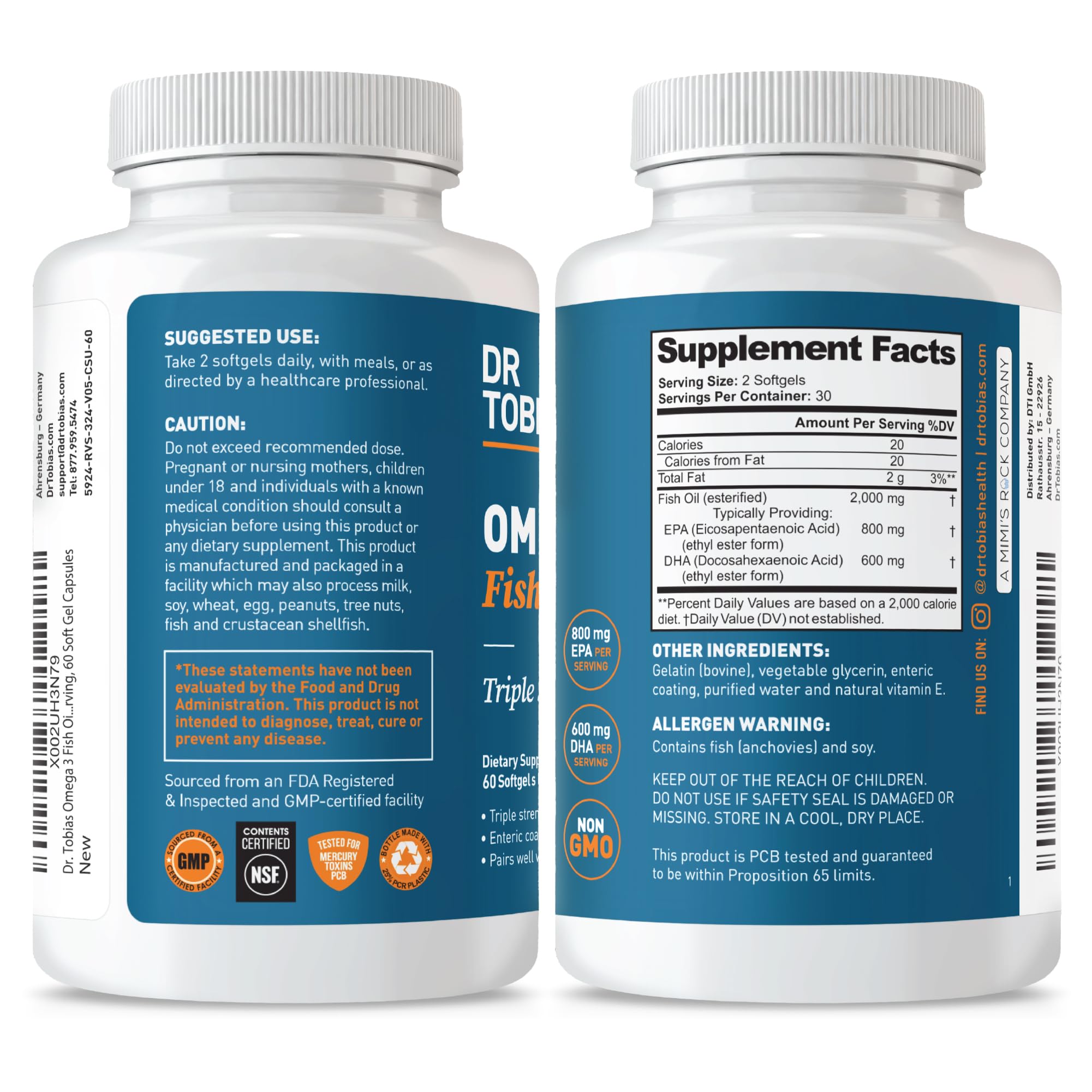 No fishy aftertaste with Dr. Tobias Omega-3 enteric coating