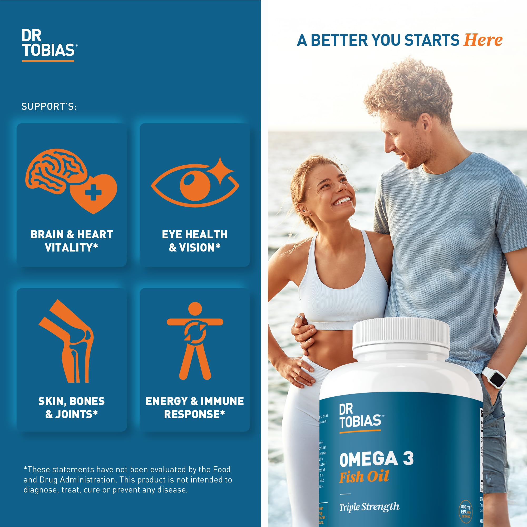 Enteric-coated softgels from Dr. Tobias Omega3 for easy swallowing