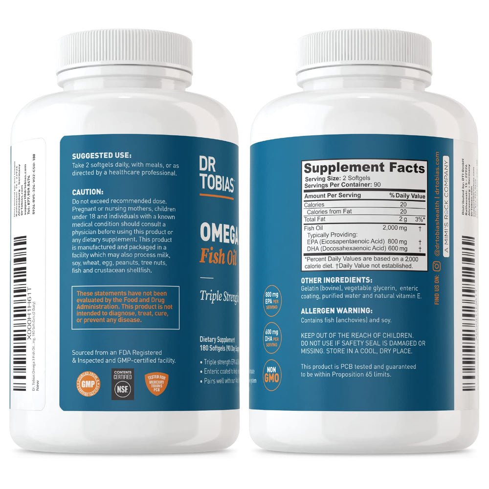 GMP-certified USA facility producing Dr. Tobias Omega-3 fish oil.