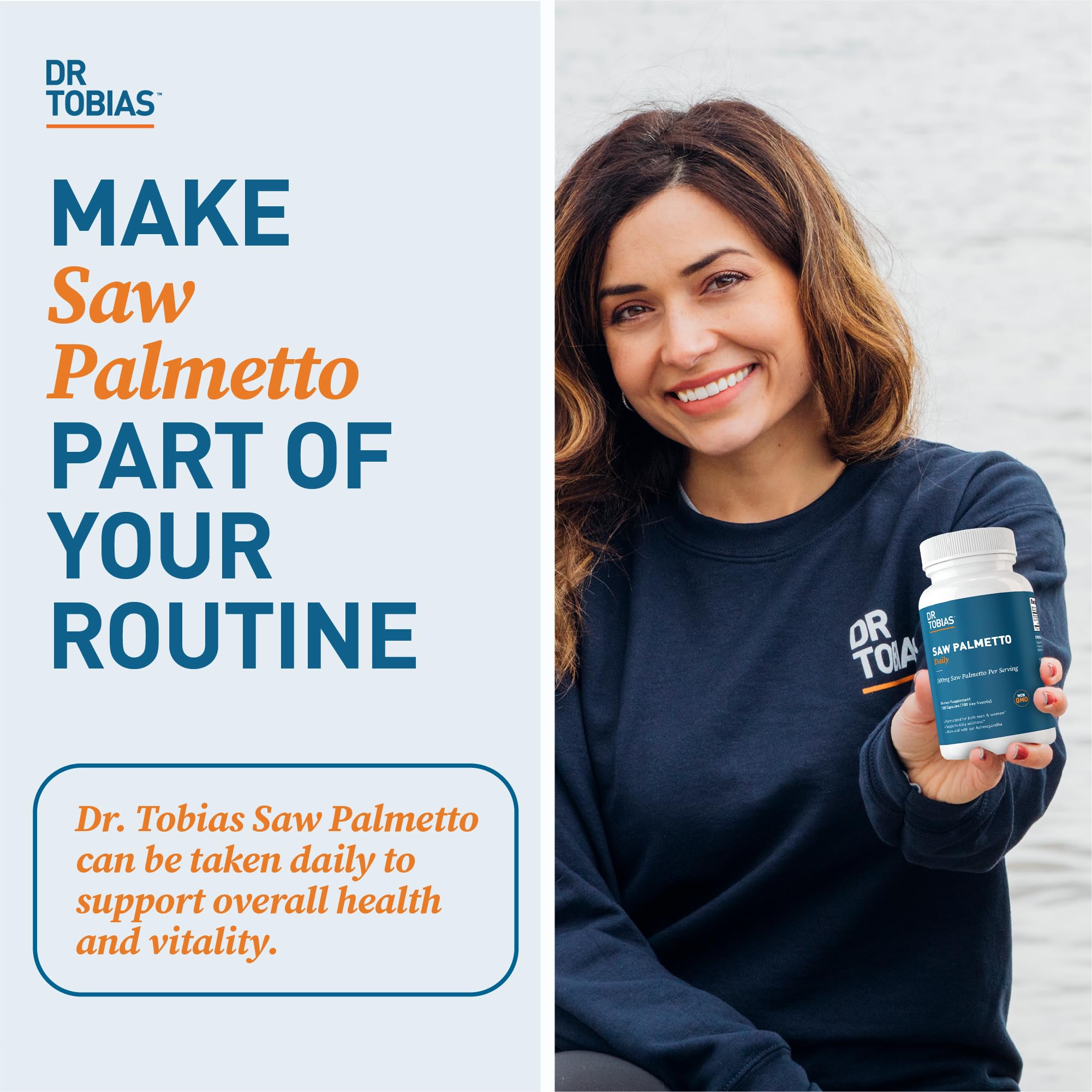 Dr. Tobias Saw Palmetto urinary support imagery for bladder comfort in daily use.
