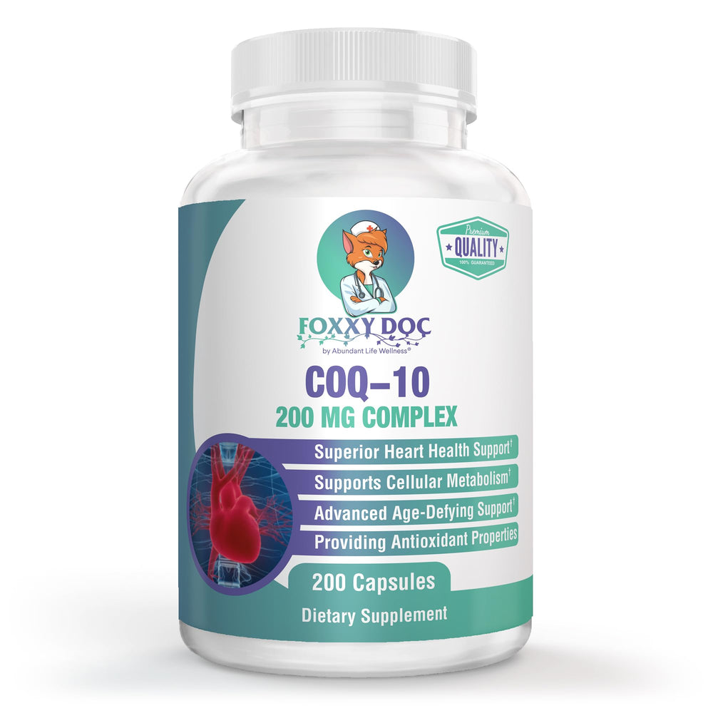 Dr. Valerie Nelson CoQ10 200 mg capsules bottle close-up for heart health support