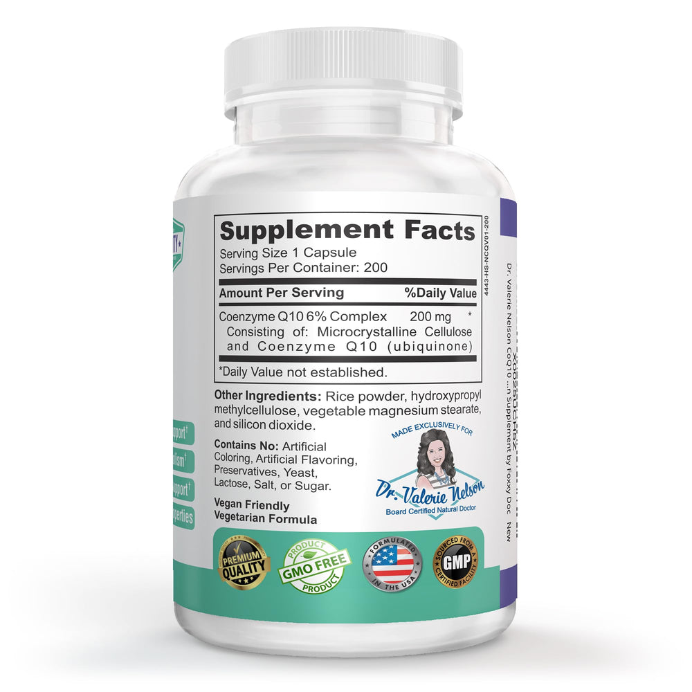 Dr. Valerie Nelson CoQ10 vegan capsules ready for energy and antioxidant protection