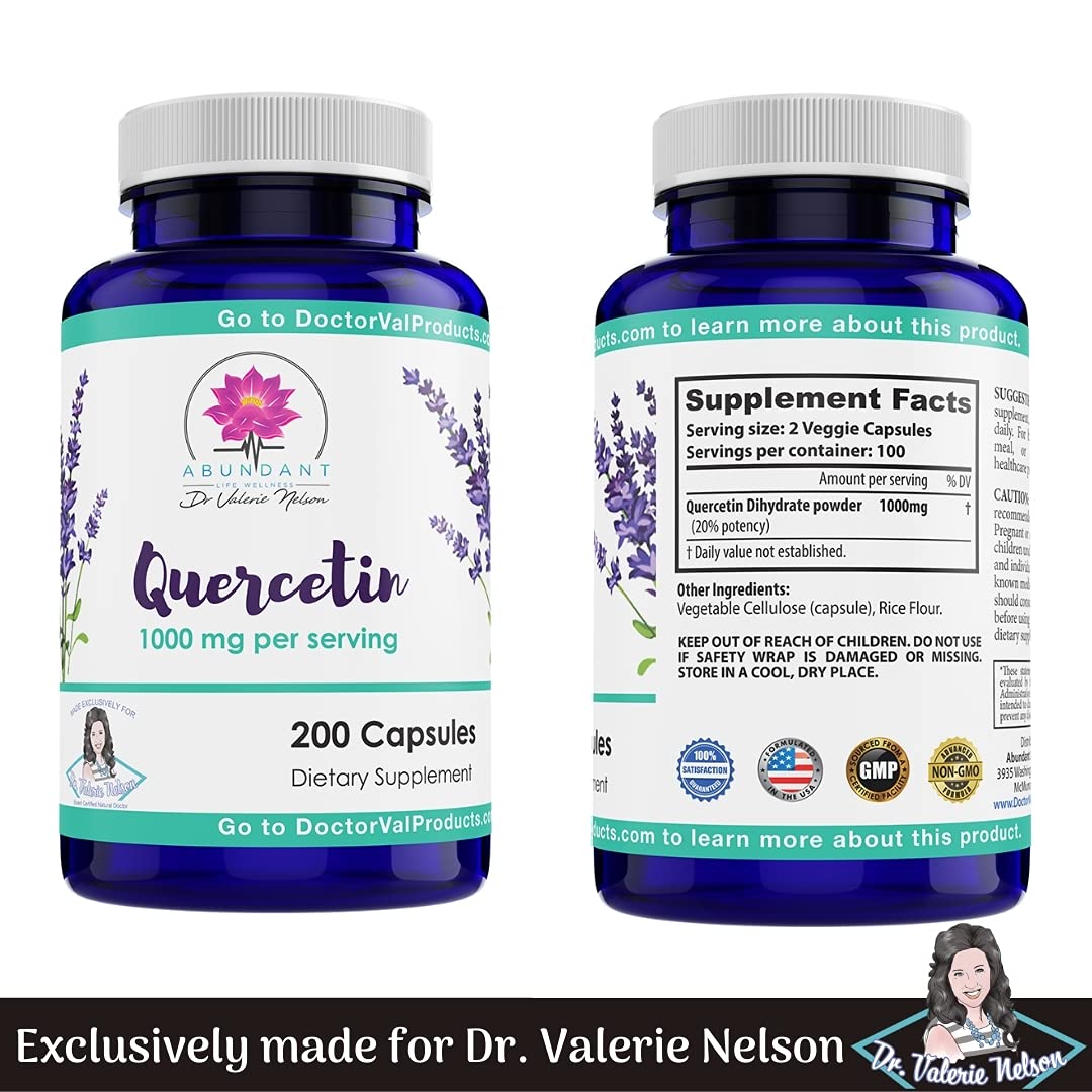 Dr. Valerie Nelson Quercetin 500mg bottle label detail highlights quality