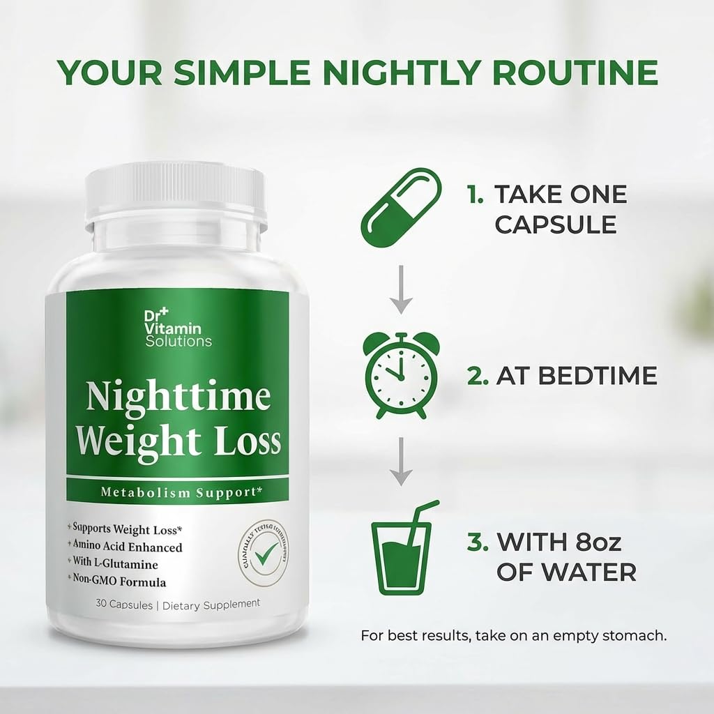 Pill pouring from bottle into hand for convenient nightly administration with DR VITAMIN SOLUTIONS