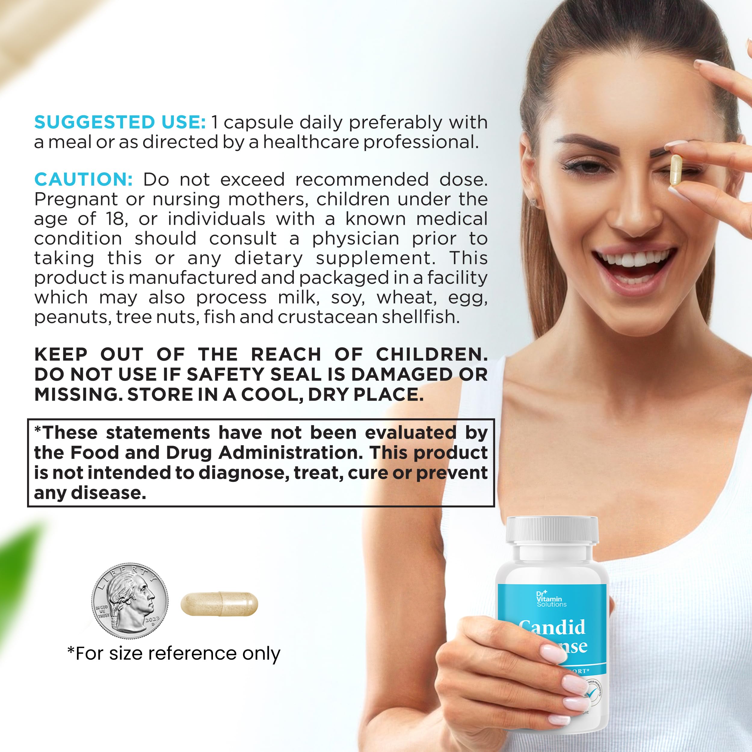 DR VITAMIN SOLUTIONS Candid Cleanse close-up of capsules for easy swallowing.