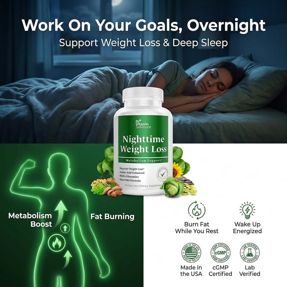 DR VITAMIN SOLUTIONS capsules close-up highlighting caffeine-free, non-GMO formula
