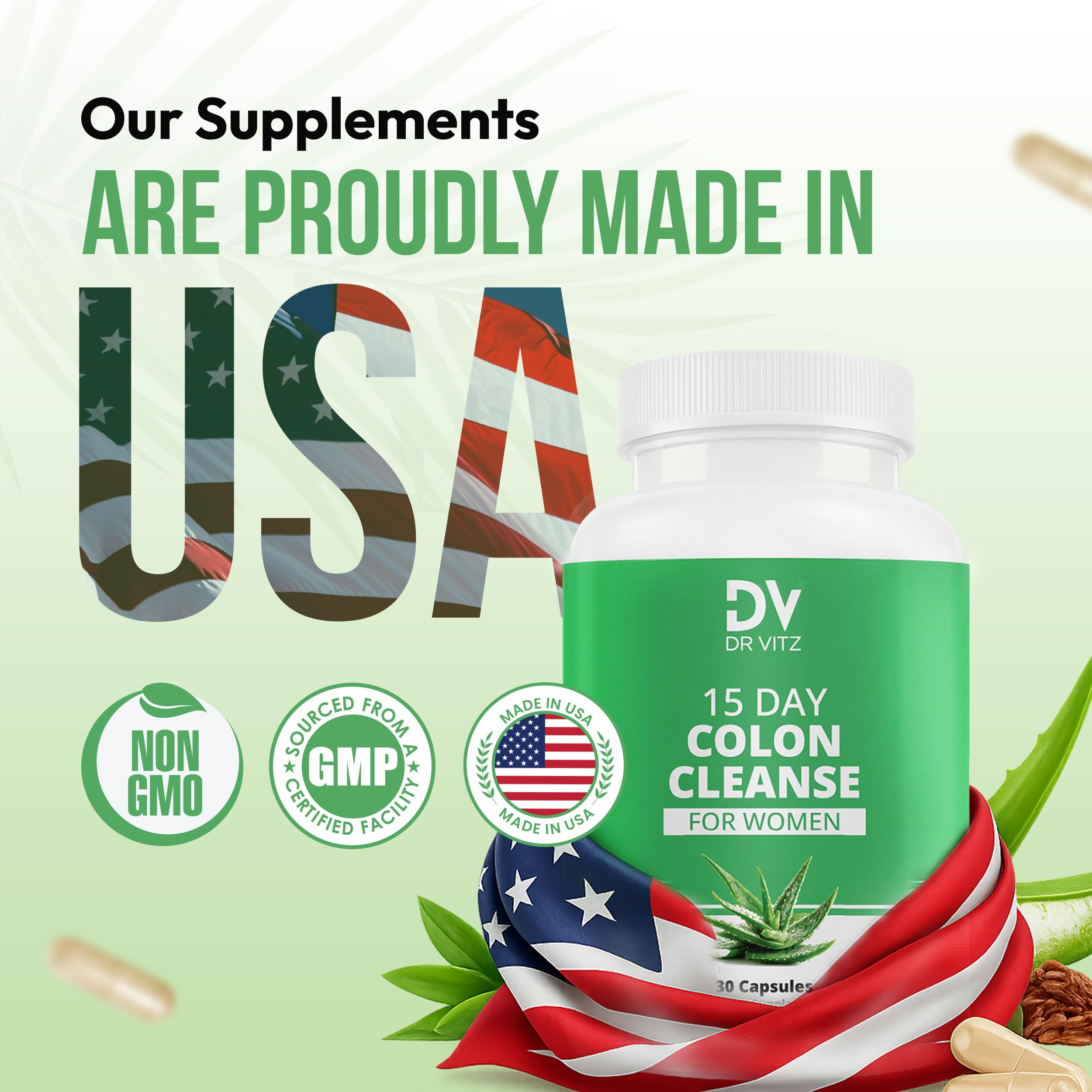 Dr Vitz 15 day colon cleanse packaging on shelf highlighting natural detox benefits.