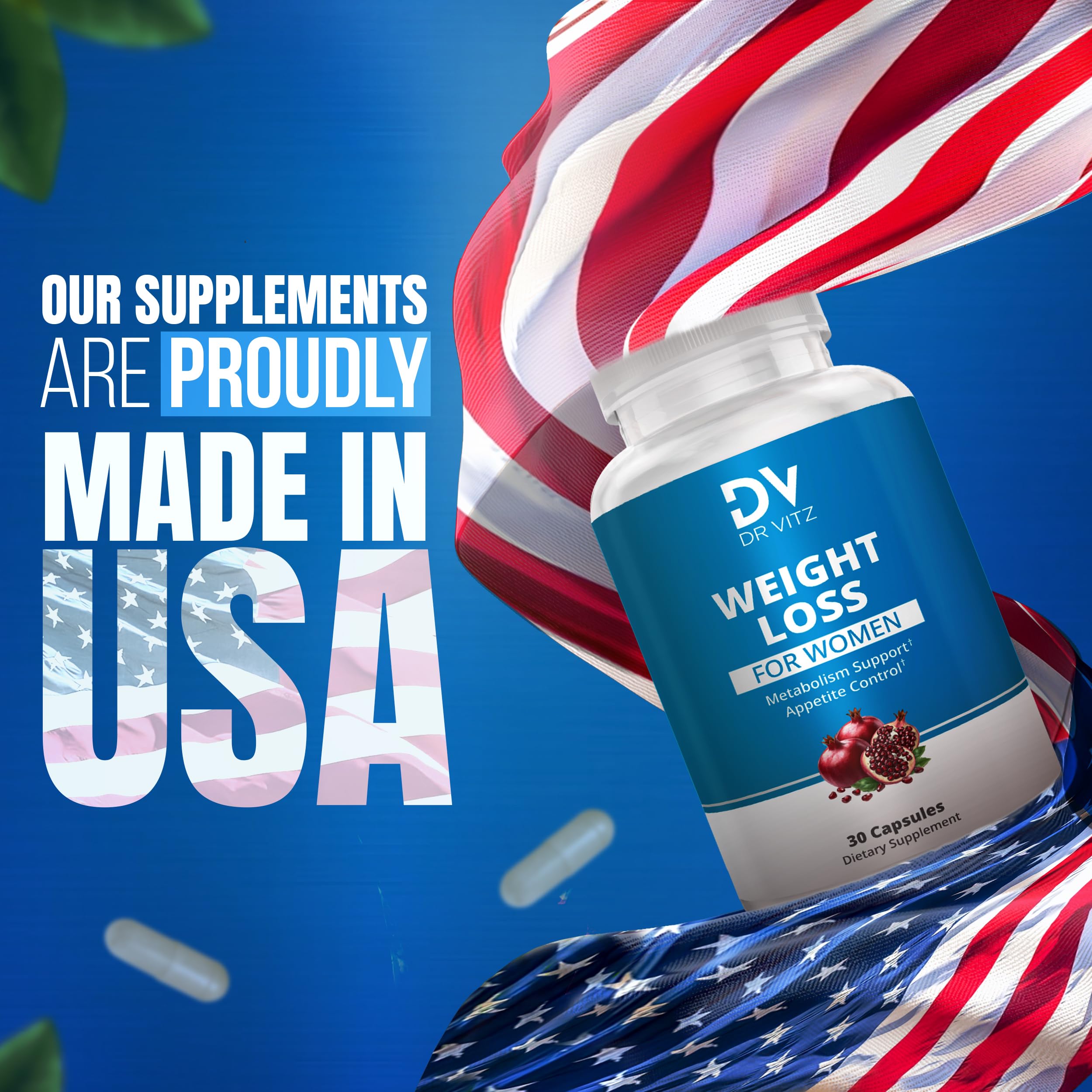 Dr Vitz weight loss pills capsules inside bottle show easy-to-swallow format