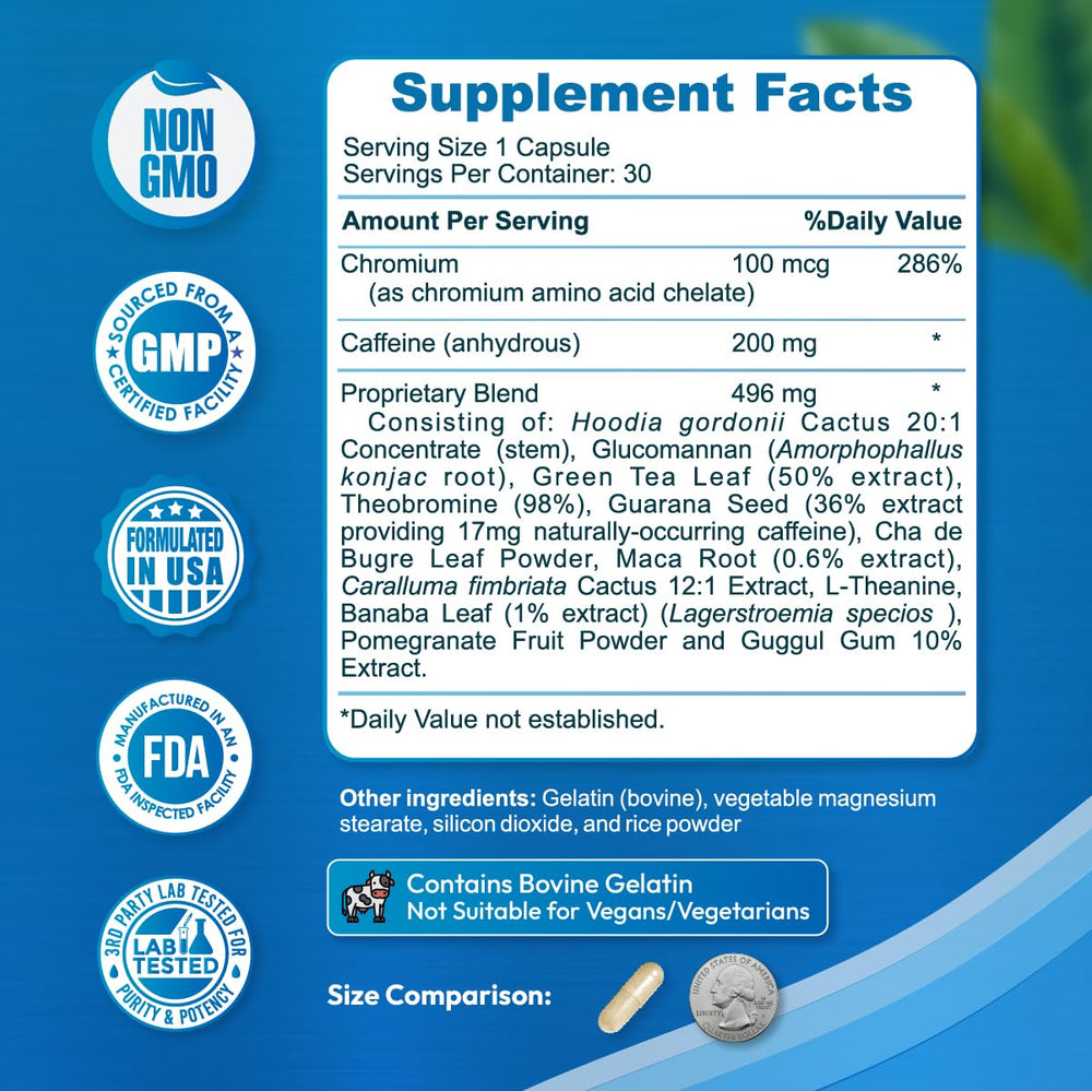 Dr Vitz weight loss pills label close-up highlighting key ingredients