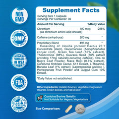 Dr Vitz weight loss pills label close-up highlighting key ingredients