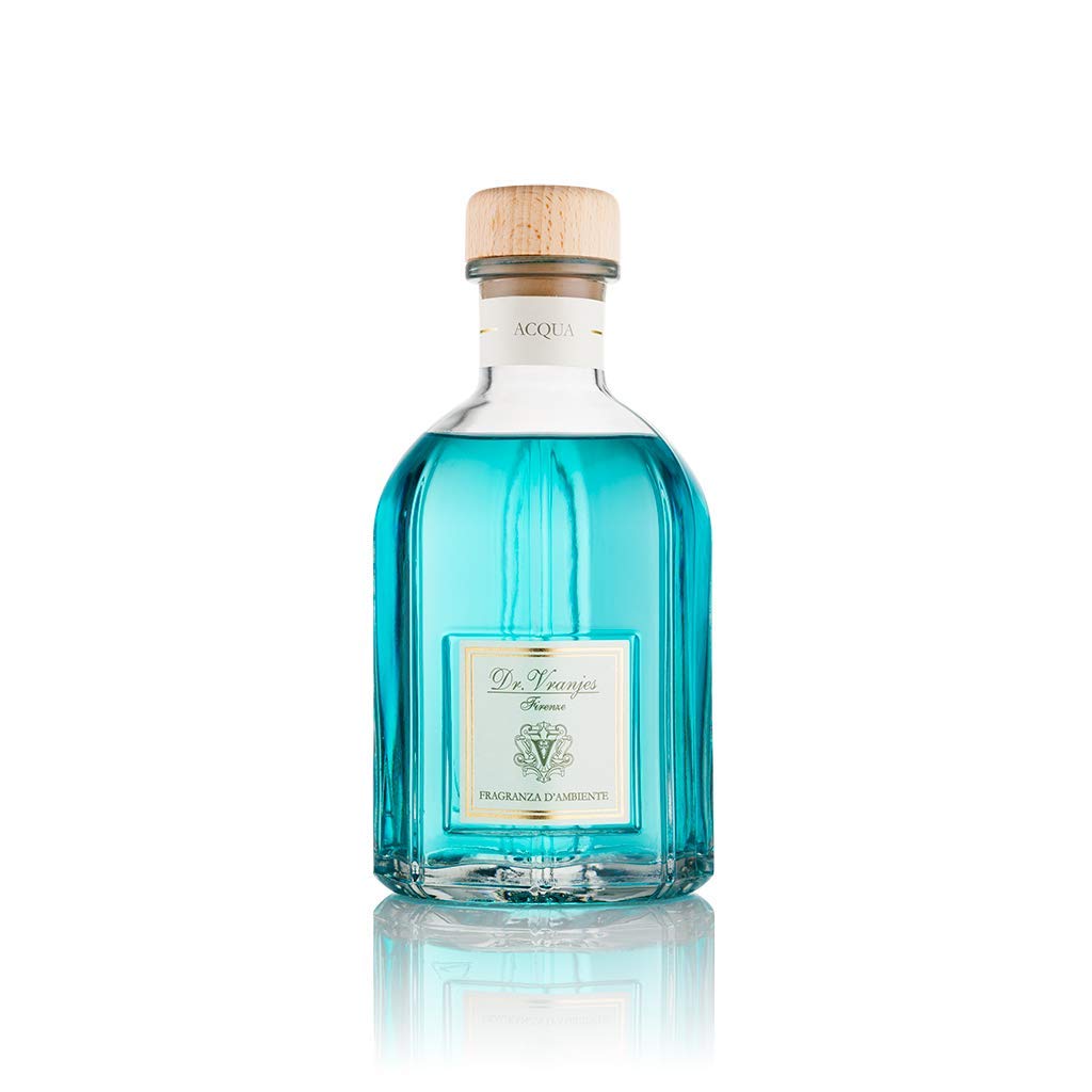 Dr. Vranjes Acqua Crystal diffuser bottle elevates ambient fragrance in living spaces.