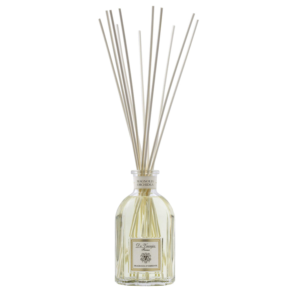 Dr. Vranjes Magnolia Orchidea diffuser setup releasing a delicate fragrance in a bedroom.