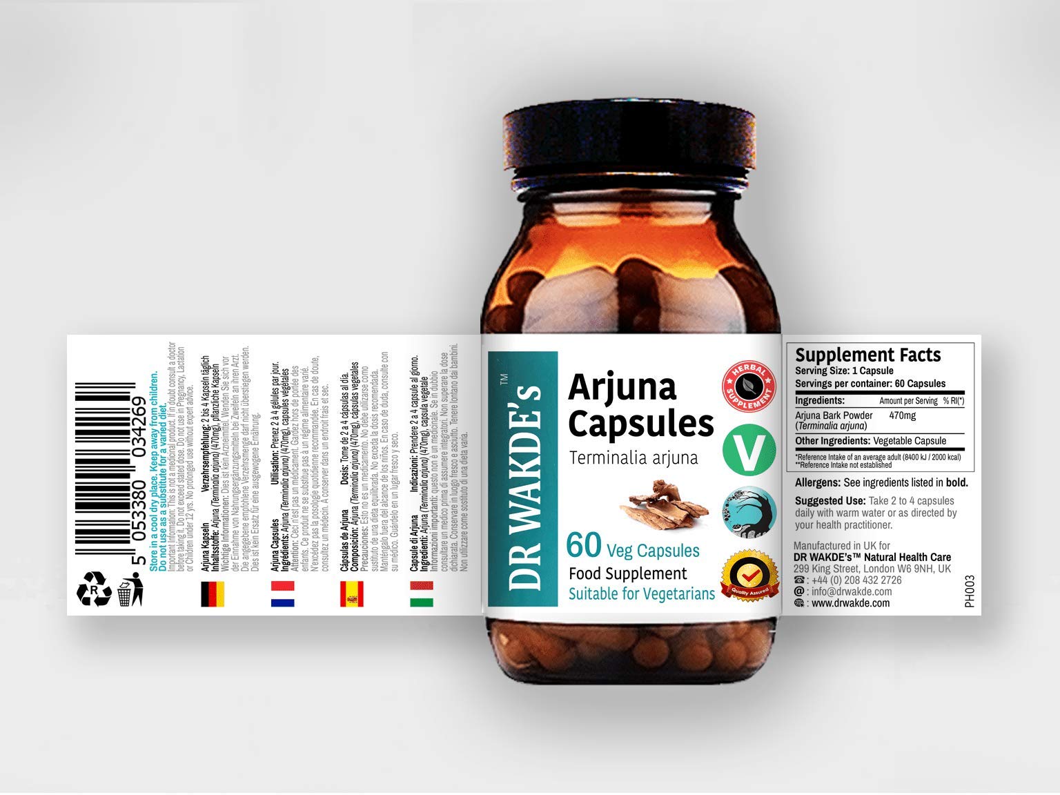 DR WAKDE'S Arjuna bark dried image reflects traditional arjuna sourcing.