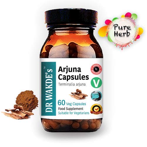 DR WAKDE'S Arjuna capsules bottle side highlights vegan-friendly packaging.