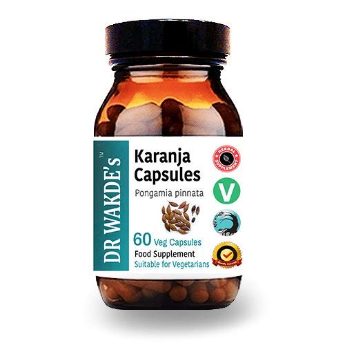 DR WAKDE'S KARANJA bottle-label shows a pure herbal supplement for daily wellness.