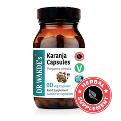 DR WAKDE'S KARANJA capsules-closeup reveals plant-based capsules for easy daily use.