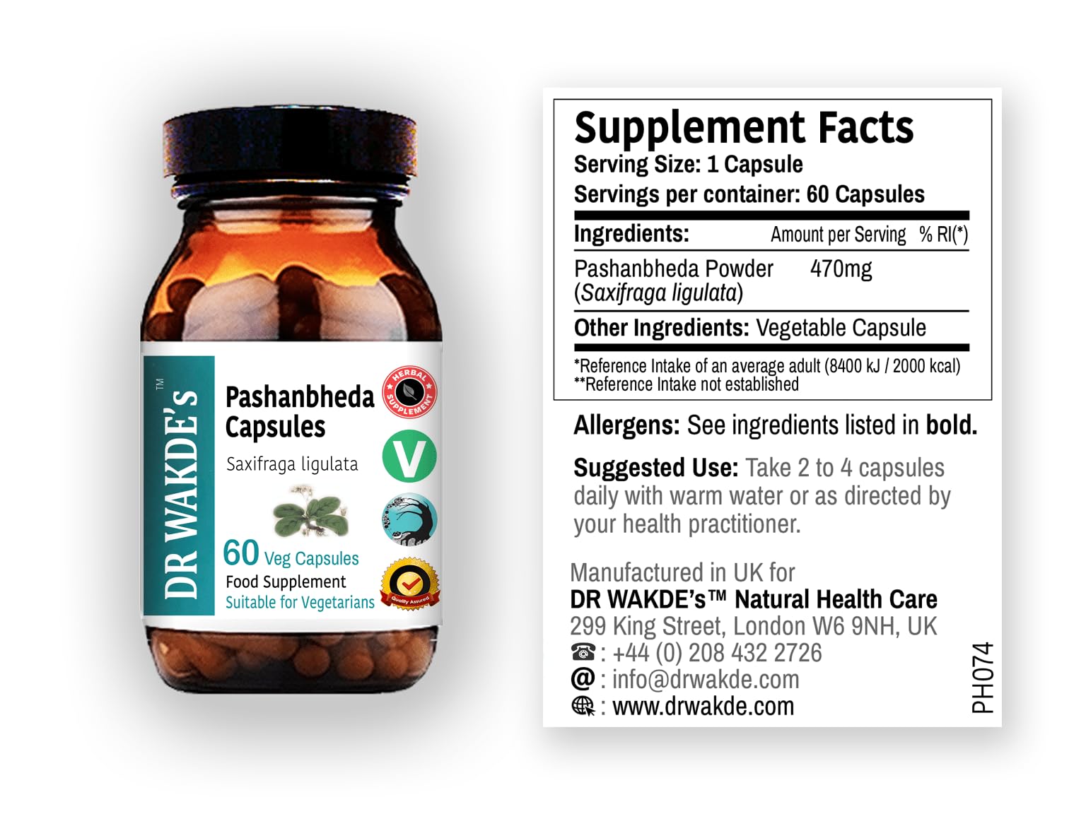 Capsules from DR WAKDE'S Pashanbheda poured into tea releasing herbal aroma.