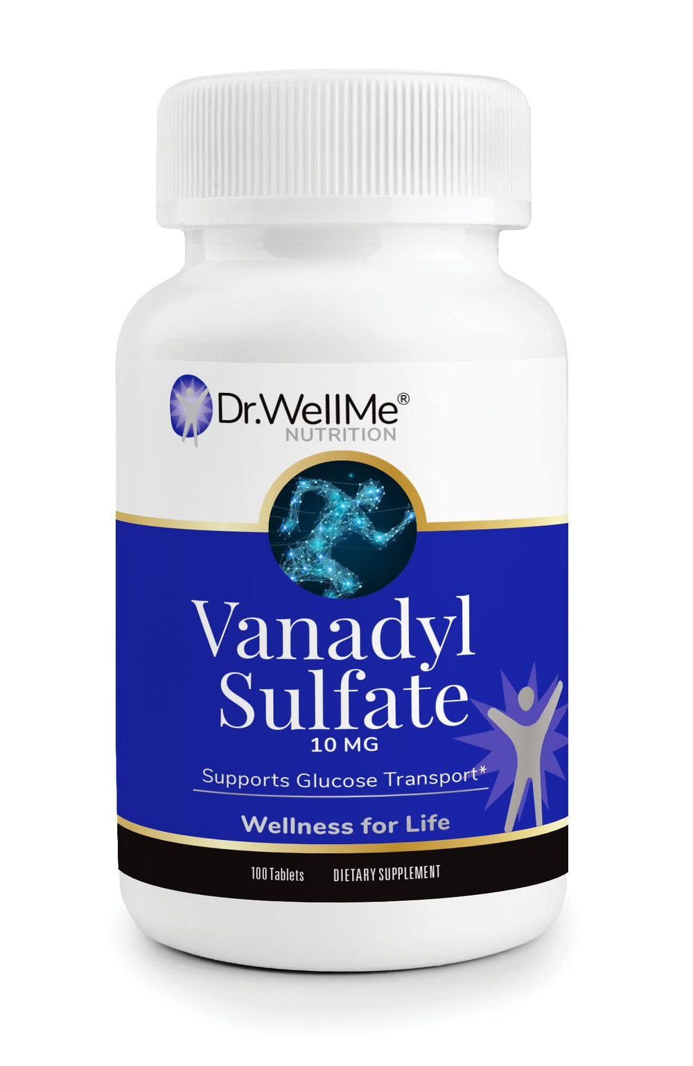 Dr WellMe Vanadyl Sulfate bottle front view for daily glucose support