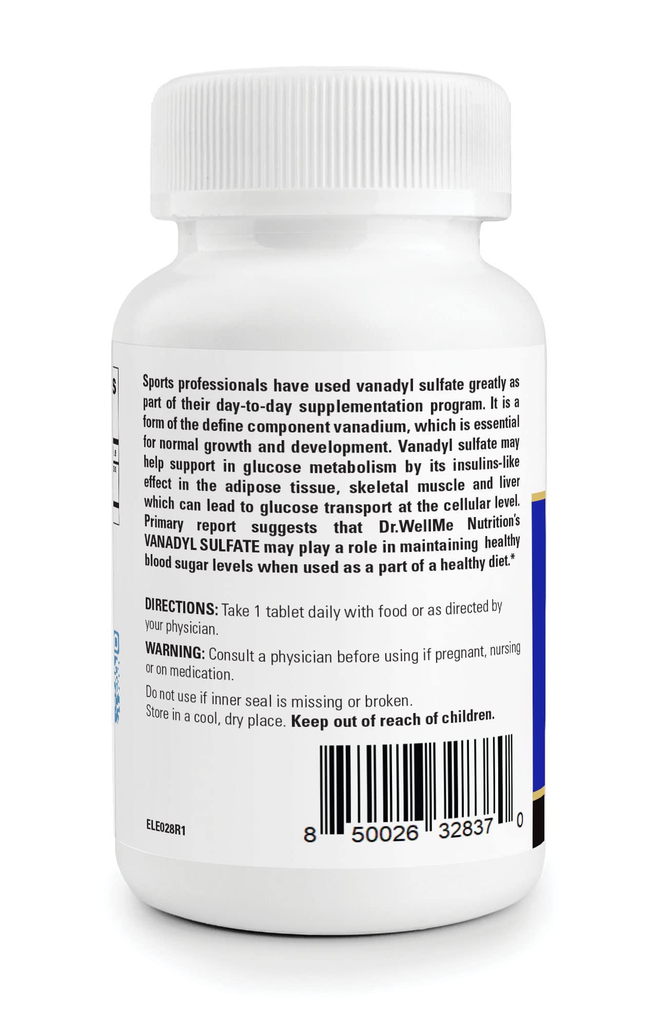 Dr WellMe Vanadyl Sulfate tablets in hand for easy daily use