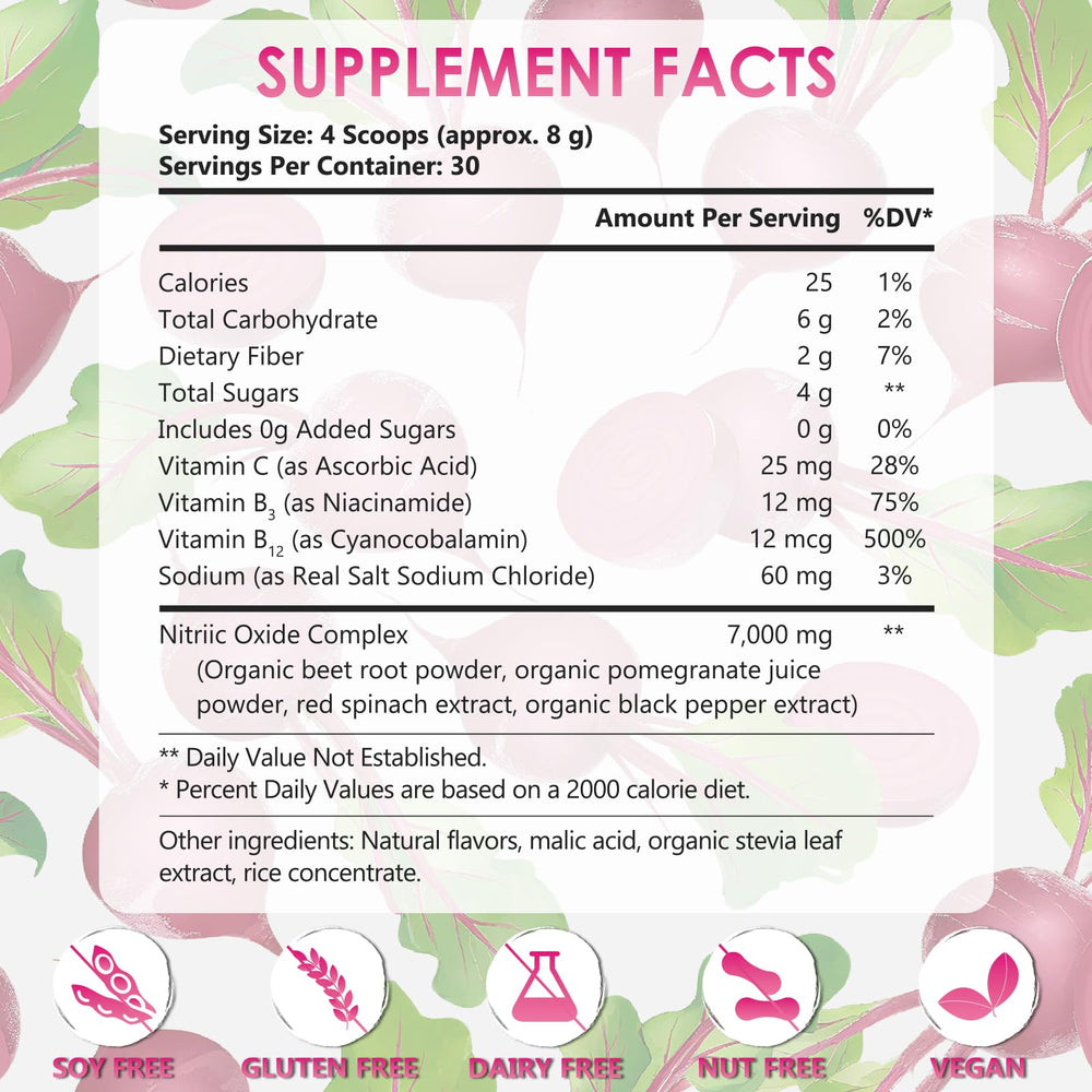 DR YES Beet Root Nitric Oxide Powder jar with vibrant pink powder for baking and color