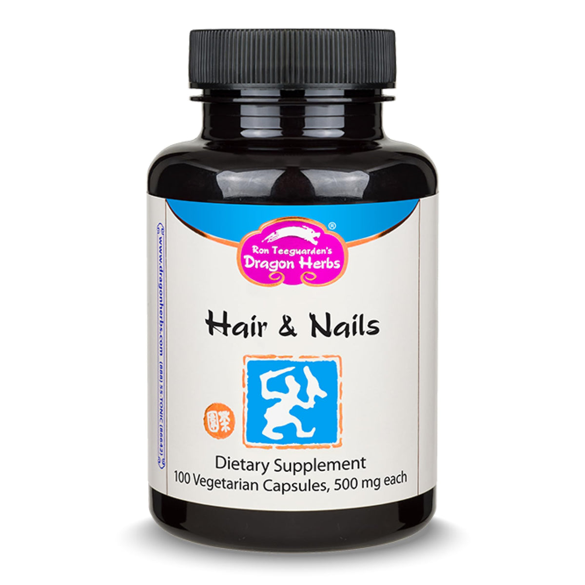 Dragon Herbs Hair and Nails bottle showing daily supplement ritual benefits.