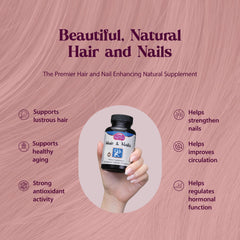 Dragon Herbs Hair and Nails capsules closeup emphasizing easy daily dosing.