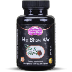 Dragon Herbs He Shou Wu bottle front view for potential energy and mood support