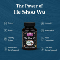 Dragon Herbs He Shou Wu capsules close-up suggesting convenient daily use