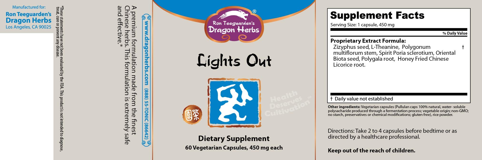 Lights Out capsules close-up showing the herbal blend for relaxation.