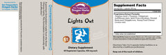 Lights Out capsules close-up showing the herbal blend for relaxation.