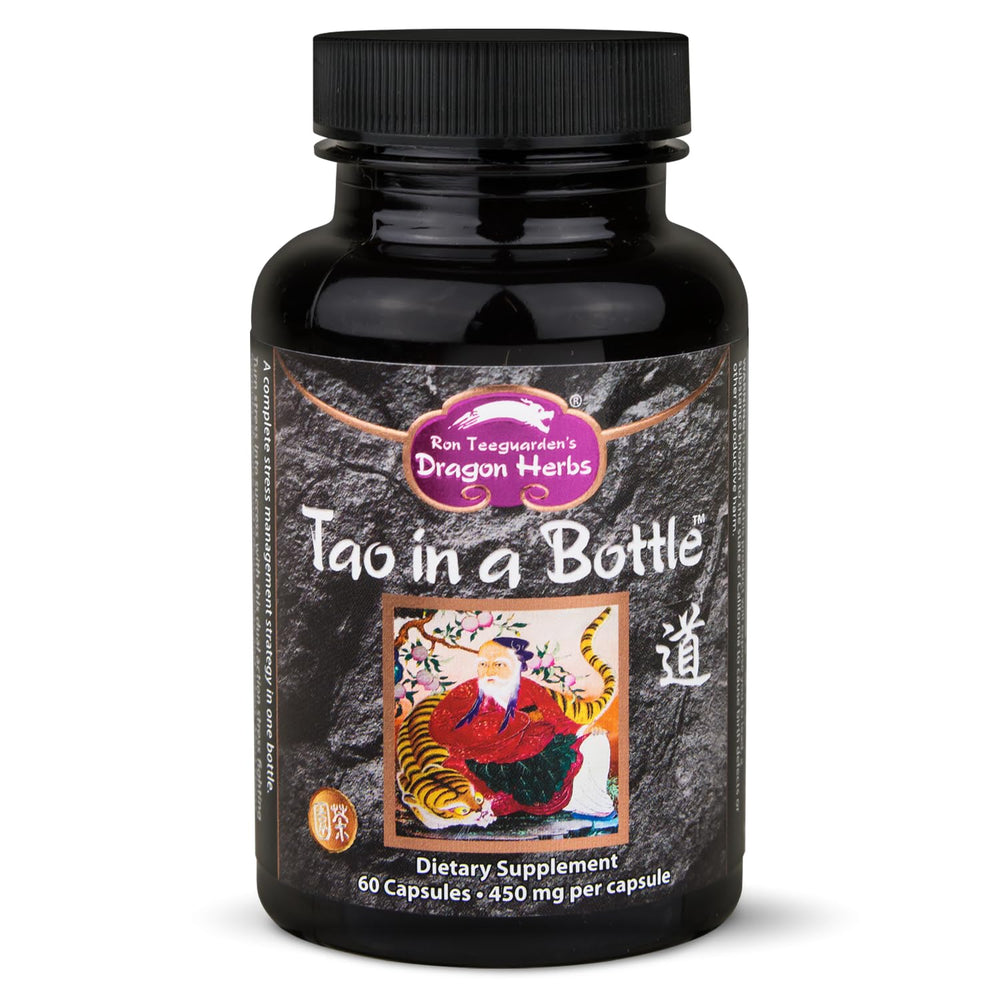 Dragon Herbs Tao in a Bottle bottle-front packaging suggesting calm focus