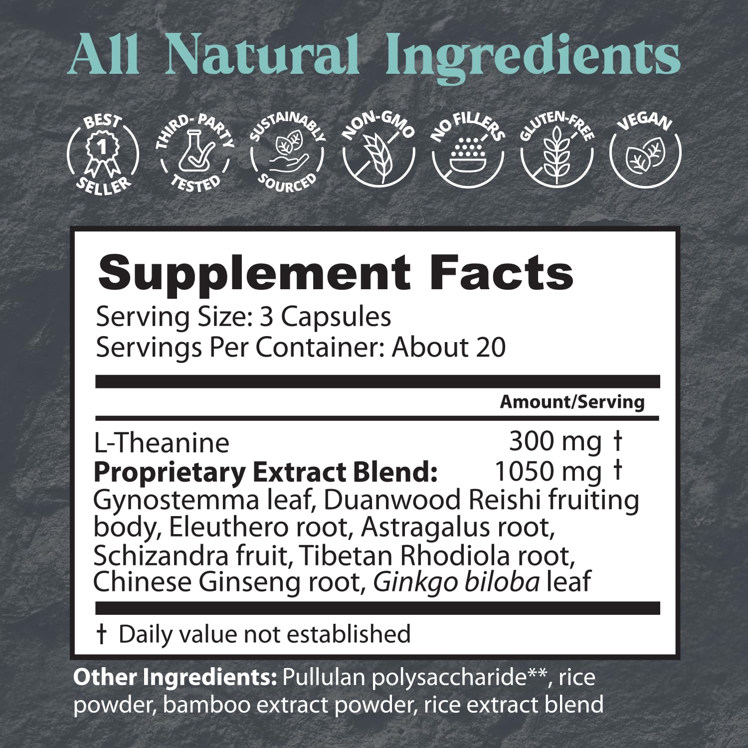 Dragon Herbs Tao in a Bottle label close-up emphasizes natural ingredients and care