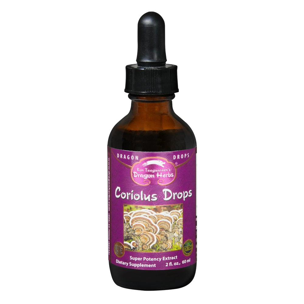 Dragon Herbs Turkey Tail drops bottle-pour: fast-dissolving tincture for daily use.