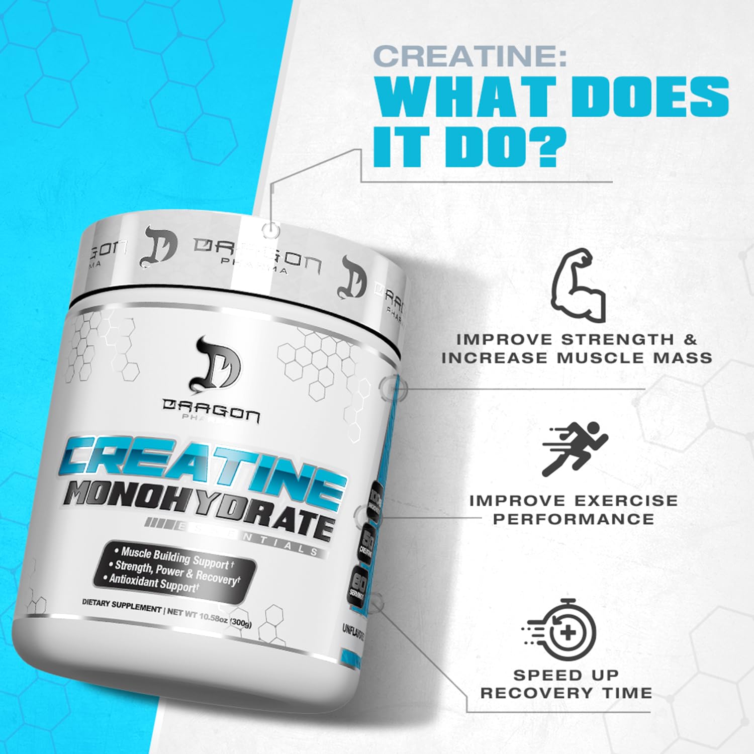 DRAGON PHARMA Creatine Monohydrate athlete training session snapshot.
