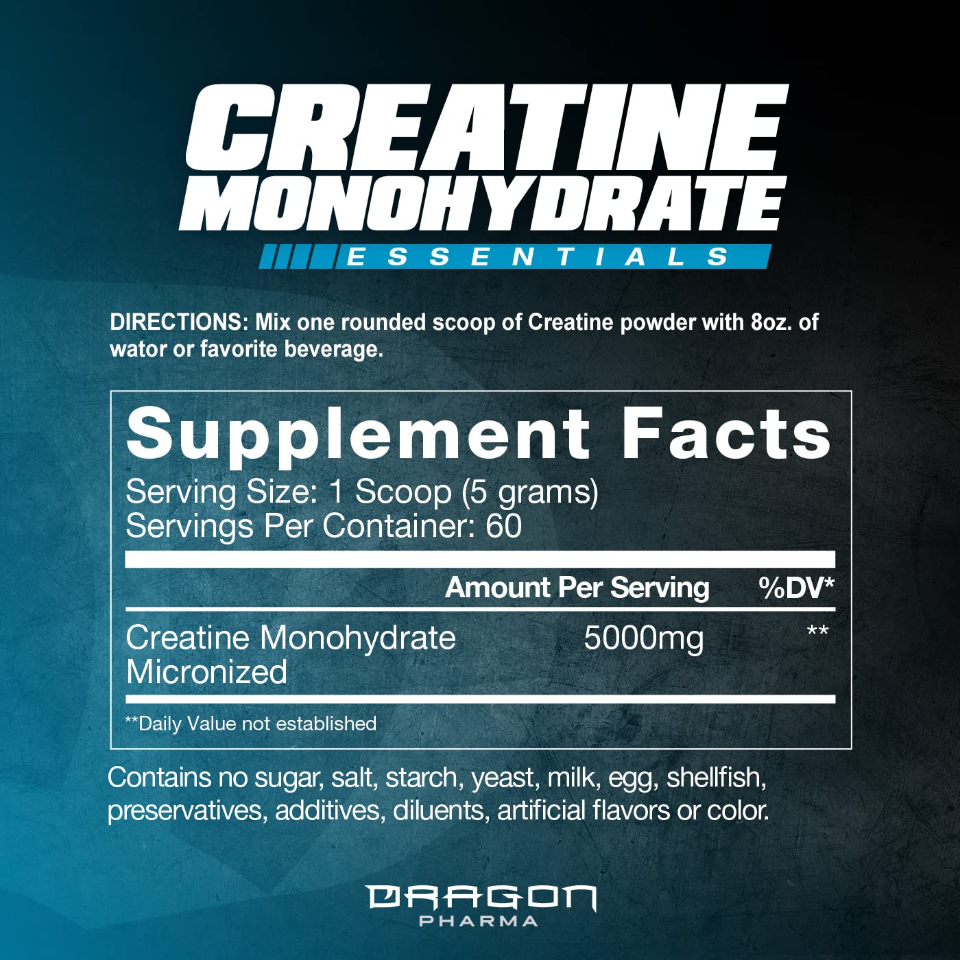 DRAGON PHARMA Creatine Monohydrate powder highlights ultra-pure formula.