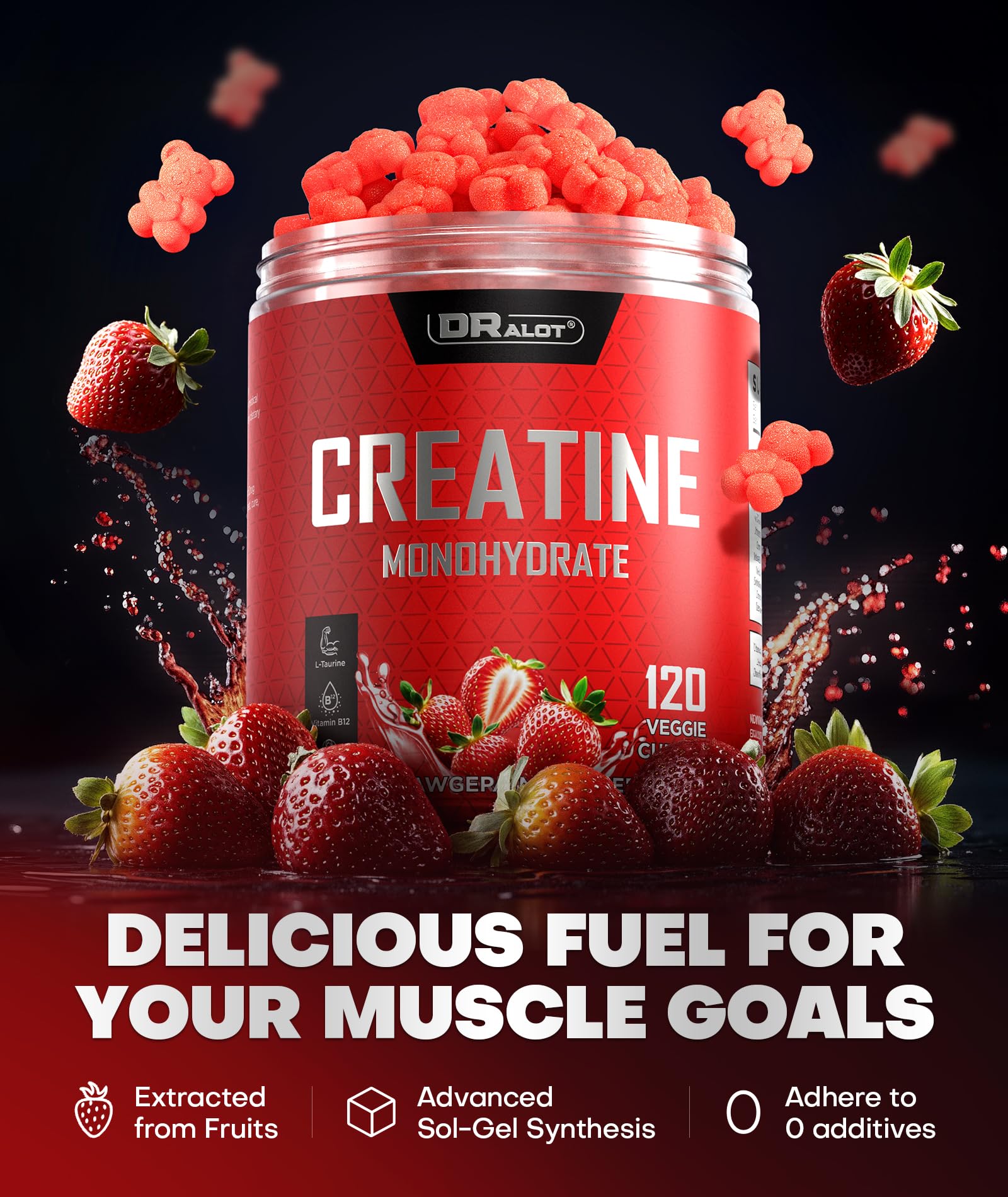 Dralot Creatine Gummies on-the-go pack for quick pre-workout fuel.