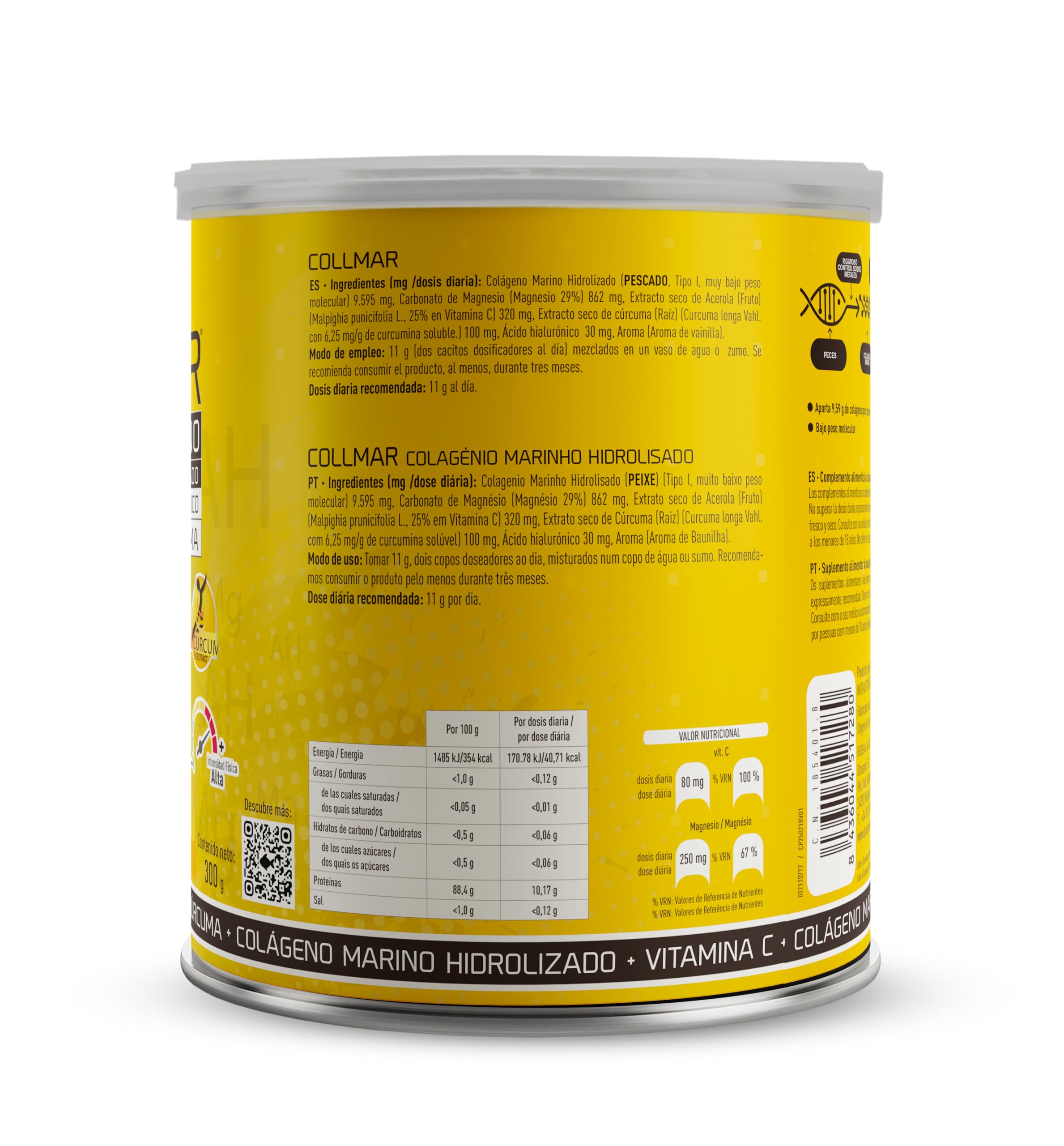 Drasanvi COLLMAR nutrition facts panel and ingredients.