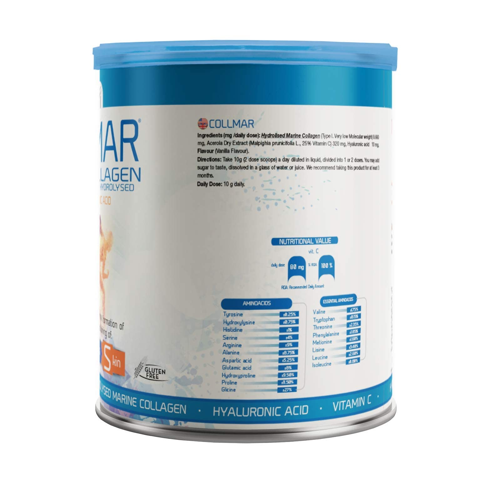 Drasanvi COLLMAR collagen dissolves easily into water for a creamy vanilla drink.