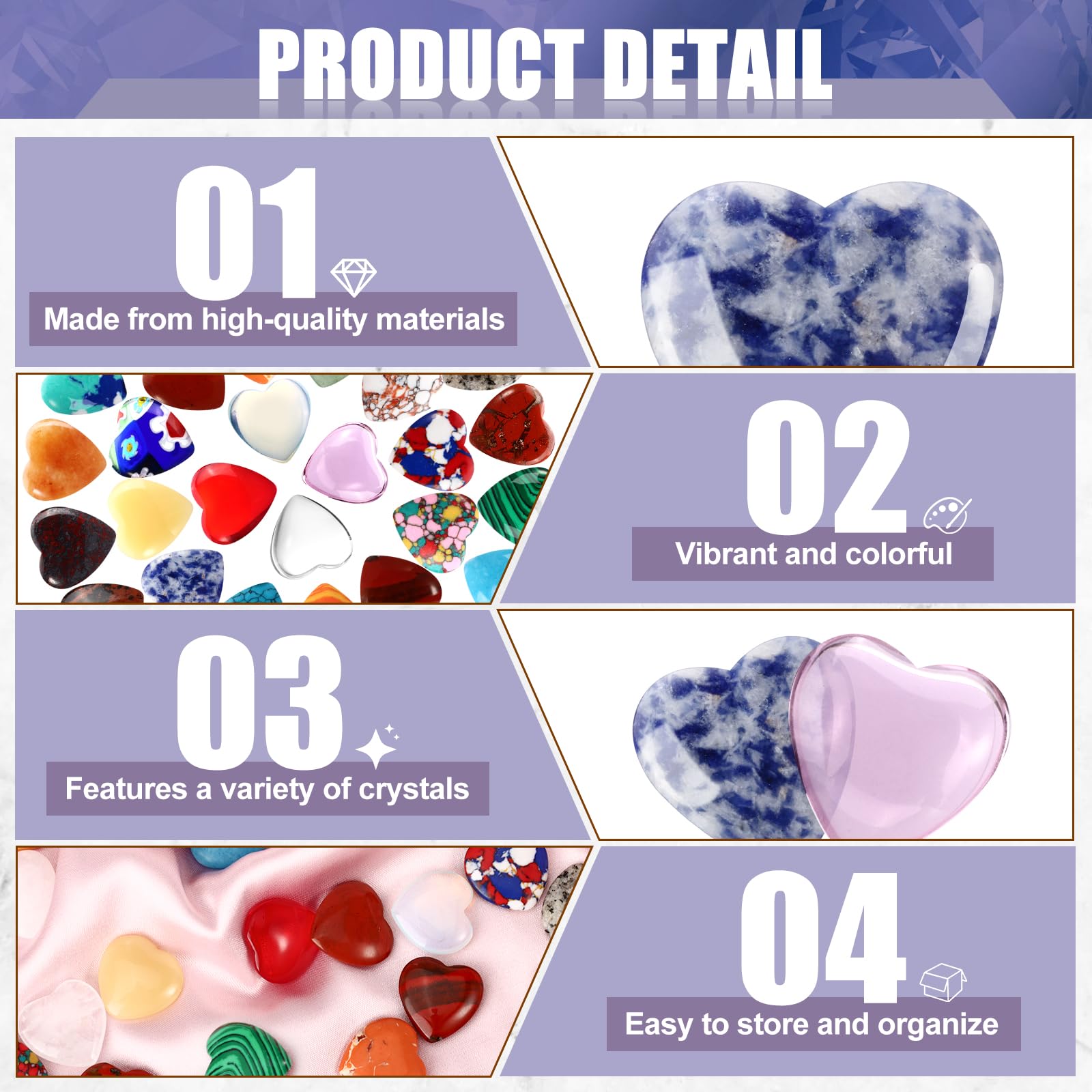 Draupnir crystal color variety image displaying 20 color options for decor and energy