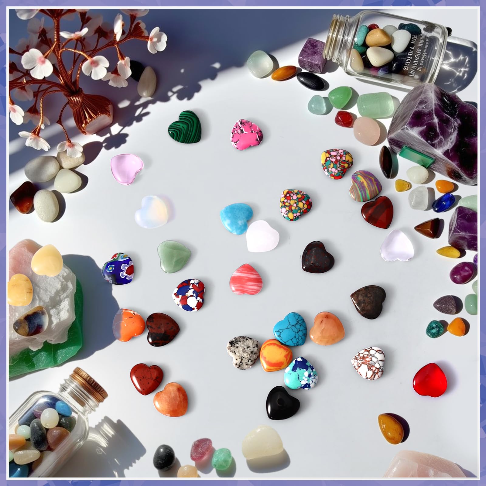 Draupnir polished gem-heart beads for DIY crafts and personalized jewelry