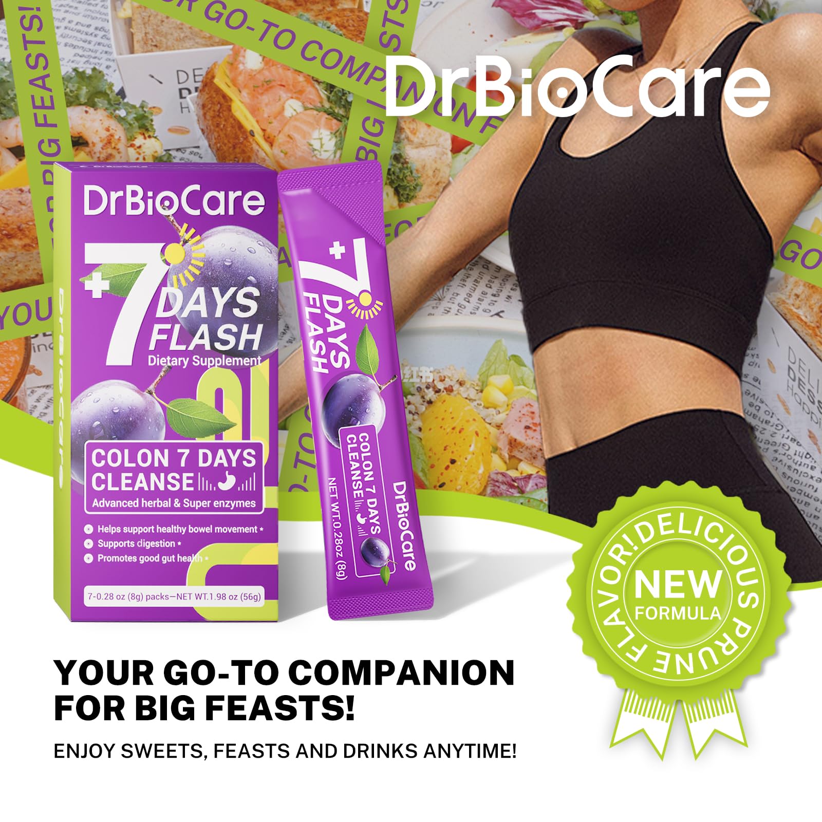 DrBioCare Colon 7 Days Cleanse ingredients list highlights gut-support components.