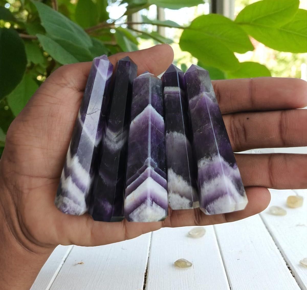 Dream Amethyst crystal close-up shows natural polish
