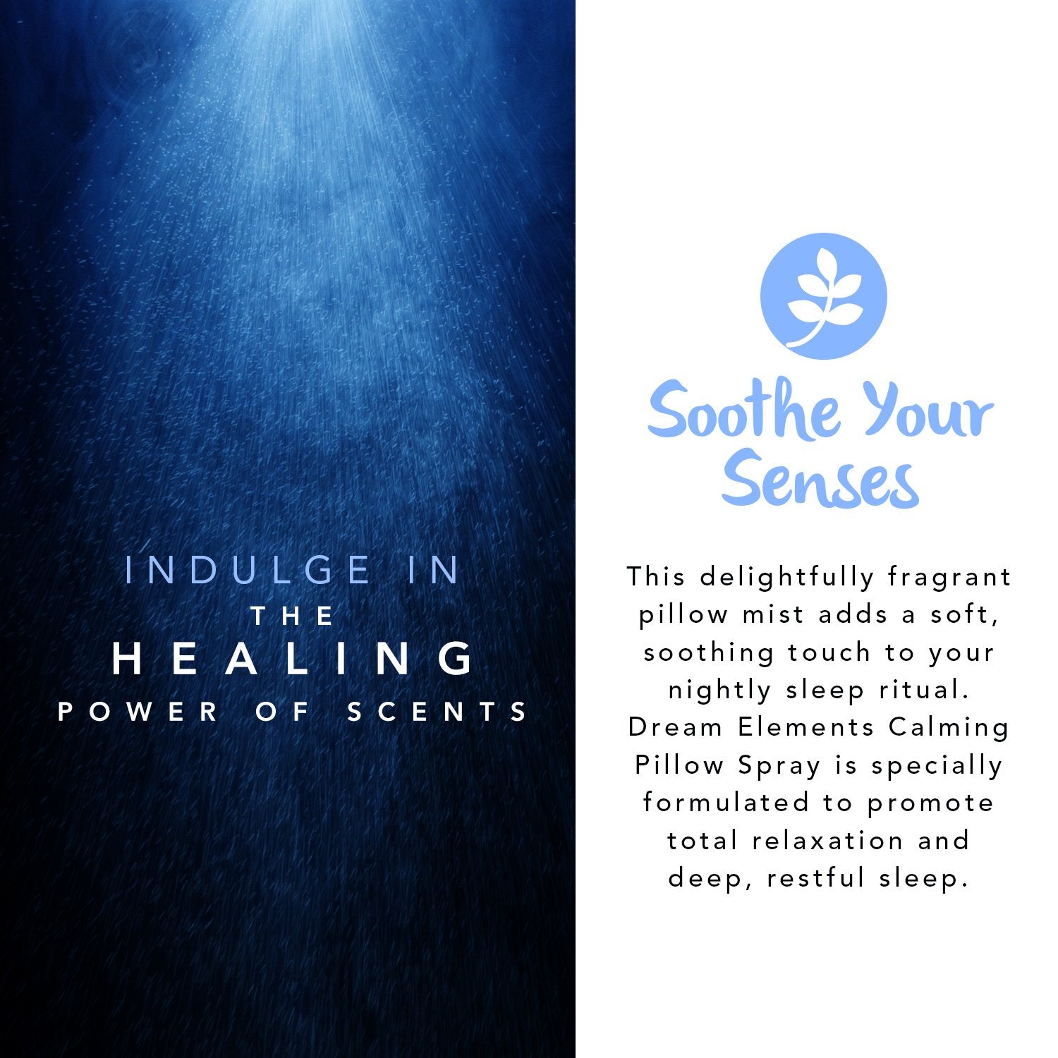 Lavender and chamomile notes in Dream Elements spray for relaxation